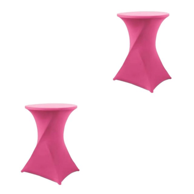 Decodeary Easy Care Elastic Cocktail Table Set High Foot Bar Cover Stain-resistant Hotel Wedding Party Table Cover Polyester Rose Red 2Set