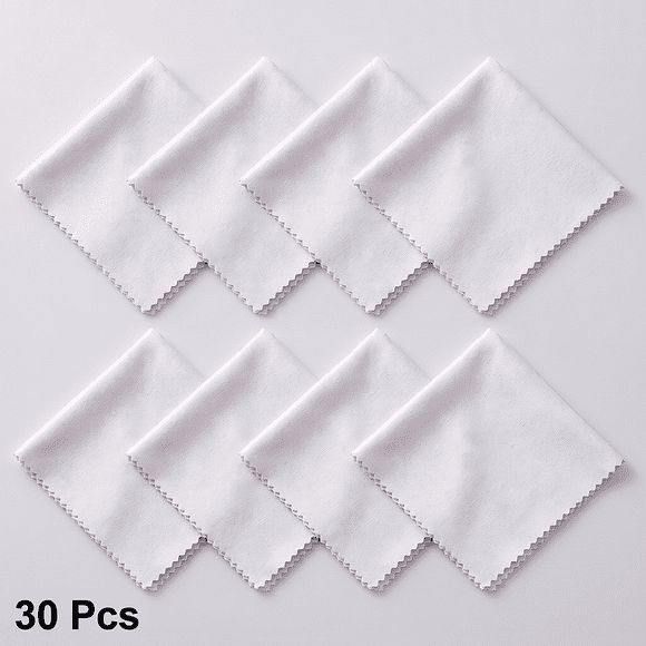 30 Pack White Microfiber Cleaning Cloths, 6" x 7" Lint-Free Streak-Free Cloths for Eyeglasses, Screens & Camera Lenses