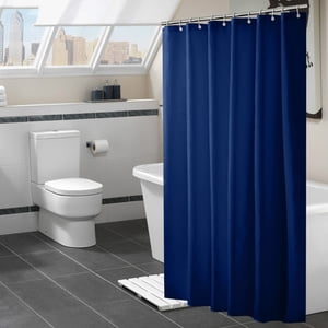 COFEST Rideau de douche pour salle de bain Rideau de Douche moderne Hiver dans le bain 71x71 Inches Rideaux de douche longue Set bleu