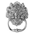 thumbnail image 1 of Antique Lion Head Door Knocker Front Door Handle Silver Tone Pull Ring, 1 of 7