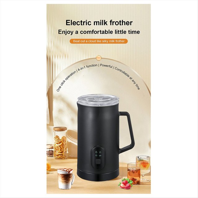 4-in-1 Electric Milk Frother 400W 590ml Hot and Cold Milk Foamer Silent Operation Stainless Steel Milk US Plug B,1 * Electric Milk Frother,White