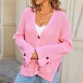 thumbnail image 4 of Pisexur Cardigan for Women Light Weight Cardigans Sun Protection CardiganWomen Striped Patchwork Casual Solid Color Pocket Cardigan Button Sweater Sweater Top Pink,S, 4 of 9