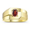 thumbnail image 1 of RYLOS Men's Rings 14K Yellow Gold Ring Classic Solitaire 7X5MM Oval Shape Gemstone Designer Band Garnet January Birthstone Rings For Men Size 9, 1 of 7