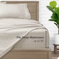 thumbnail image 4 of Bare Home Ultra-Soft Sheet Set - Premium 1800 Collection - Deep Pockets - 3-Pieces - Twin XL, Grid - Stone/White, 4 of 8