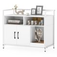 thumbnail image 1 of Gymax Cat Litter Box Enclosure w/ Storage Compartments Removable Scratching Board White, 1 of 10