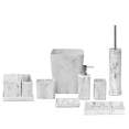 thumbnail image 3 of hometrends Faux Marble White Toilet Brush and Holder, 1 toilet bowl brush with metal handle and sandstone holder for bathroom use, 3 of 3
