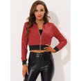 thumbnail image 2 of INSPIRE CHIC Cardigan Manteau Ouvert à Paillettes Scintillantes pour Femme, Fermeture Éclair, Blouson Bomber Court, Rouge, TP, 2 of 5