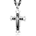 thumbnail image 3 of Collier Croix en Acier Inoxydable 5 mm pour Hommes Femmes, Chaîne Byzantine, Pendentif Croix, Collier Roche, 56-71 cm, 3 of 6