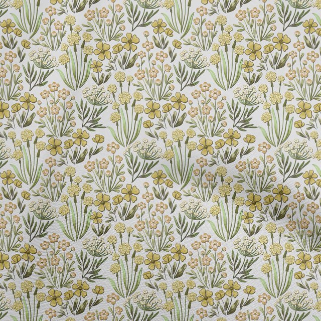 oneOone Cotton Flex Yellow Fabric Floral Craft Projects Decor Fabric Printed By The Yard 40 Inch Wide