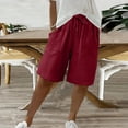 thumbnail image 5 of Swstbby Liquidation d'Économies d'Été 2025! Shorts d'Été pour Femmes Grande Taille, Shorts de Couleur Unie pour Femmes Shorts Décontractés Capris Rouge P, 5 of 5