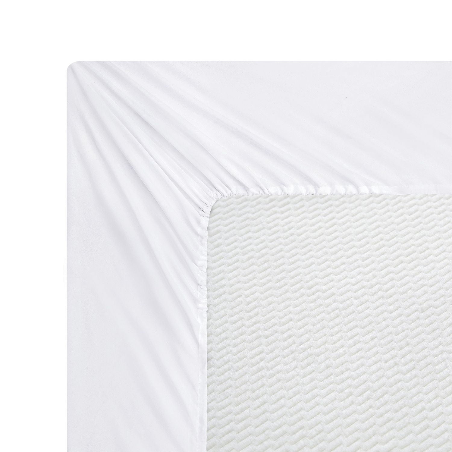 Drap-housse en bambou massif ultra doux et soyeux à poche profonde, couleur blanche, pour toutes les saisons