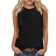 thumbnail image 1 of Mrat Tank Débardeurs Femme Été Décontracté Mode Couleur Unie Ample Col Rond Sans Manches Ajusté Débardeur S-254 Noir TTG, 1 of 4