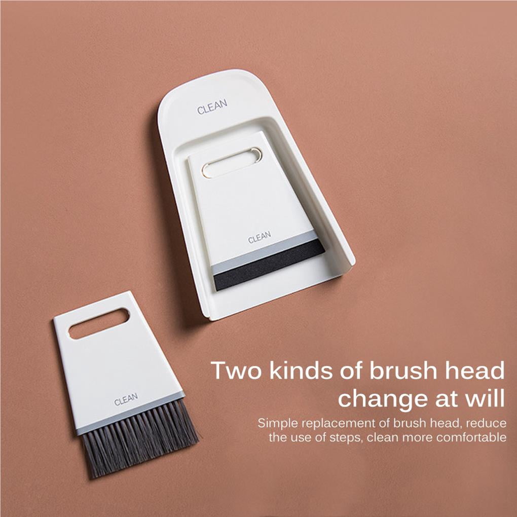 Mini Broom Dustpan Set Desktop Broom Dust Pan Tiny Household Office Cleaning Dustpan Brush Set For Cleaning Table Countertop Keyboard Grey White
