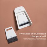 Mini Broom Dustpan Set Desktop Broom Dust Pan Tiny Household Office Cleaning Dustpan Brush Set For Cleaning Table Countertop Keyboard Grey White