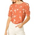 thumbnail image 1 of INSPIRE CHIC Haut Floral Élégant pour Femme à Manches Courtes Froncées, Coupe Régulière, 1 of 4