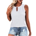 thumbnail image 1 of AherBiu Camisoles de Sortie pour Femmes Sans Manches à Col Rond Camisole d'Été Décontractée Mode Débardeurs Plissés, 1 of 4