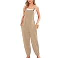 thumbnail image 1 of HAiming Women's Cotton Overalls Casual Loose Button Jumpsuits Adjustable Straps Wide Leg Rompers with Pockets, 1 of 5