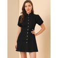 thumbnail image 4 of INSPIRE CHIC Robe en Denim pour Femme à Manches Courtes Bouffantes, Robe Chemise à Boutons, 4 of 6