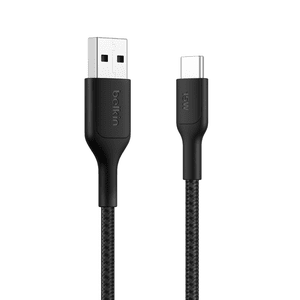 Belkin BoostCharge Accusés USB A à USB C Câble (1M/3.3pi). 15W) - Câble de charge rapide souple et flexible, cordon chargeur de type C pour iPhone 16 & 15 Series, Galaxy S25, Pixel 9, iPad Pro, & Plus de noir USB 2.0
