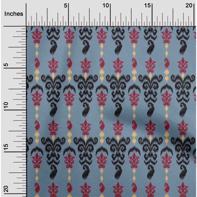 oneOone Polyester Lycra Fabric Stripe & Paisley Ikat Print Fabric BTY 56 Inch Wide