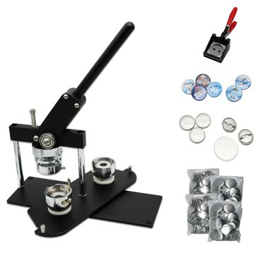 ChiButtons (KIT) Machine à Badges Pro 37mm(1 1/2 Pouces) Fabricant de Boutons - Moule B400 + 200 Pcs + Système Métrique de Coupe de Manutention (Noir-Neuf)