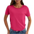 thumbnail image 1 of Yuyuzo Hauts Courts pour Femmes T-Shirts à Manches Courtes Col Rond Hauts de Sortie T-Shirts Unis Hauts, 1 of 7