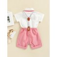 thumbnail image 4 of Costume Bébé Gentleman Enfant, Enfants Manches Courtes Col Revers Bouton Chemise Romper Pantalon, 4 of 6