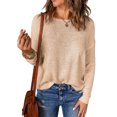 thumbnail image 1 of Innerwin Sweater Solid Color Ladies Jumper Tops Chic Long Sleeve Casual Knitted Sweaters Apricot XL, 1 of 3