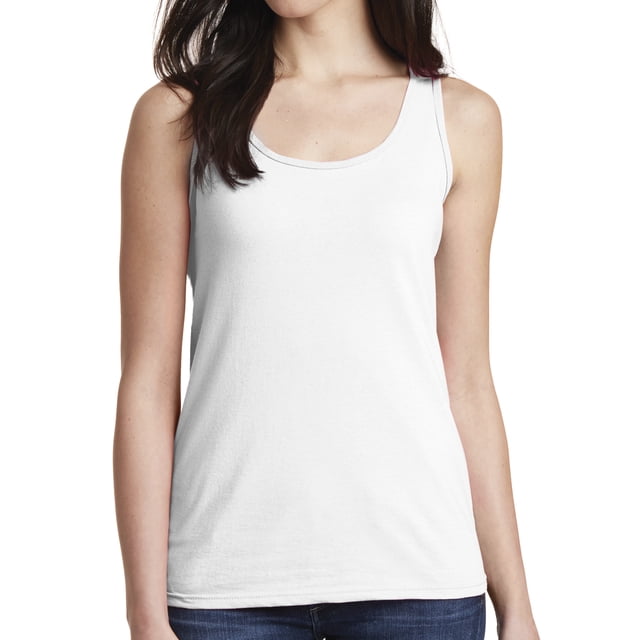Gildan Softstyle Débardeur pour Femmes en Coton 100 % Filé à l'Anneau avec un Tissu Léger de 4,5 Oz/yd2. le Débardeur Présente une Encolure Dégagée et une Étiquette Amovible pour un Confort Accru. Présenté dans un design Blanc Uni, Idéal pour une Tenue Décontractée Ou pour Superposer.