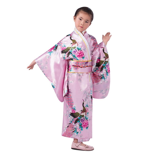 Sunnyoo Robe Kimono Rétro Japonaise pour Tout-Petites Filles, Robe Maxi, Vêtement de Nuit, Chemise de Nuit pour Enfants
