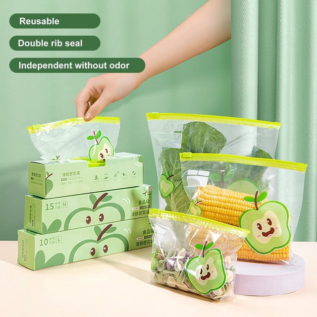 MesaSe 1 Box Sealed Bag Double Ribs Sealing Leakproof Heat And Cold Resistant Wider Base Freshness Preservation Storage Bag Home Supply