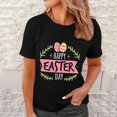 thumbnail image 2 of Pxiakgy Liquidation! Joyeuses Pâques! T-Shirts pour Femmes, T-Shirt Graphique Lapin de Pâques, T-Shirts de Vacances Œuf de Pâques, Mode Féminine Col Rond Manches Courtes T-Shirt Imprimé Noir TTG, 2 of 4