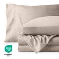 thumbnail image 4 of Bare Home Washed Sheet Set - Premium 1800 Collection - Deep Pocket - 3 Piece - Twin, Pebble Beach, 4 of 6