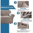thumbnail image 3 of Modern Velvet Plush 4 Piece High Stretch Sofa Slipcover Furniture Protector Form Fit Luxury Thick Sofa Cover, Machine Washable, 3 of 6