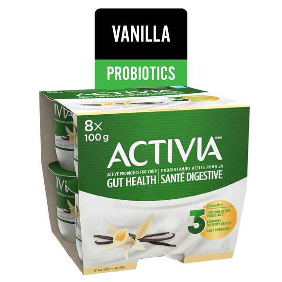 Activia Probiotic Yogurt, Vanilla, 8x100g