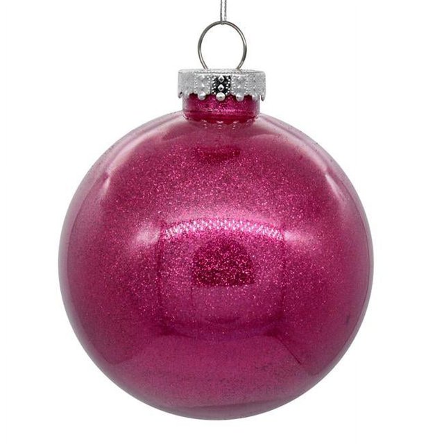Vickerman N211521 Boule Transparente Pailletée Rouge Baie de 6 Po - 4 par Sac