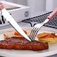 thumbnail image 4 of Xiao Hua Rivet Clamp Handle Kitchen Stainless Steel Silverware Tableware Flatware Cutlery Steak Knife Western Tableware -Beige,4 pieces, 4 of 4