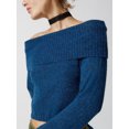 thumbnail image 3 of Faithtur Women's Spring Autumn Knit Tops Solid Color Long Sleeve Off Shoulder Slim Knitwear, 3 of 5