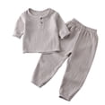 thumbnail image 1 of Birdeem Chemises pour Filles Mode Filles et Garçons Hauts Décontractés à Manches Longues Col Rond Col Bouton Ensembles de Pantalons Longs Unis, 1 of 12