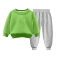 thumbnail image 2 of Pisexur Ensemble 2 Pcs pour Bébé Filles Garçons Automne Hiver Mode Décontractée Polaire Couleur Unie Manches Longues Col Rond Chandails en Molleton et Pantalons Vêtements de Détente Ensemble de Survêtement pour Enfants 3-8 Ans, 2 of 4
