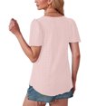 thumbnail image 4 of Timegard Hauts à Oeillets pour Femmes Col Rond Froncé Manches Courtes Ample Été Plage Décontracté Confortable Haut T-Shirt, 4 of 7