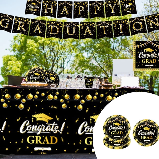 mtvxesu Graduation Decorations Class of 2024, Party Theme Paper Set Of 9 Tissue Paper Cups Paper Plates Party Disposable Decoration Supplies Graduation Gift Sale