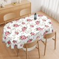 thumbnail image 3 of Oval Tablecloth 60 x 84 Inch, Red Flower Tablecloth for Oval Table, Fabric Wrinkle Free Washable Waterproof Floral Tablecloth Oval Table Cloth for Dining Room Table, 3 of 5