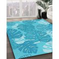 thumbnail image 3 of Ahgly Tapis d'Intérieur Lavable en Machine Carré Turquoise Bleu Vif, 3 Pieds Carré, 3 of 7