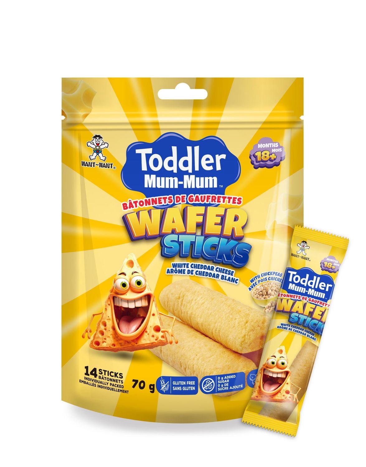 Toddler Mum-Mum bâtonnets de gaufrettes arome de cheddar blanc
