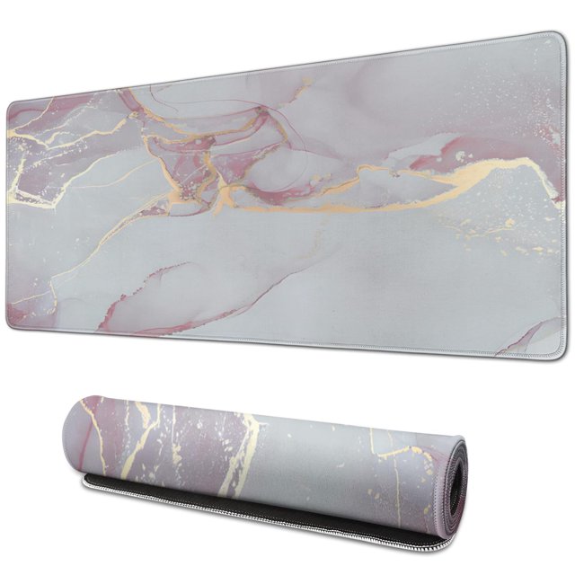 31.5x11.8in Pink Gold Marble Mouse Pad - Large Desk Mat & Essential Pink Desk Accessories