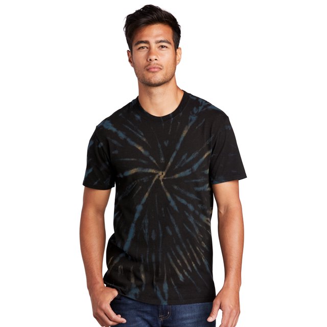 Port & Company Mens Essential Tie-Dye Tee - Black Galaxy Spiral - Medium