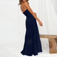 thumbnail image 5 of Cathalem Maxi Robe d'Été pour Femme Sans Manches à Col en V Fendu, Robe de Soirée Cocktail Longue, Bleu Foncé m, 5 of 5
