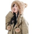 thumbnail image 1 of LinYooLi Bonnet Femme Mignon Pompon Tricoté Doublé Fausse Fourrure Chapeau Chaud d'Hiver, 1 of 7