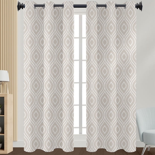 Innerwin Curtain Floral Window Drape Blackout Eyelet Top Panel Grommet Modern Home Decor Light Filtering Style 4 W:52"x H:54"